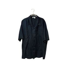 International male men’s black short sleeve 100% linen shirt, size XXL